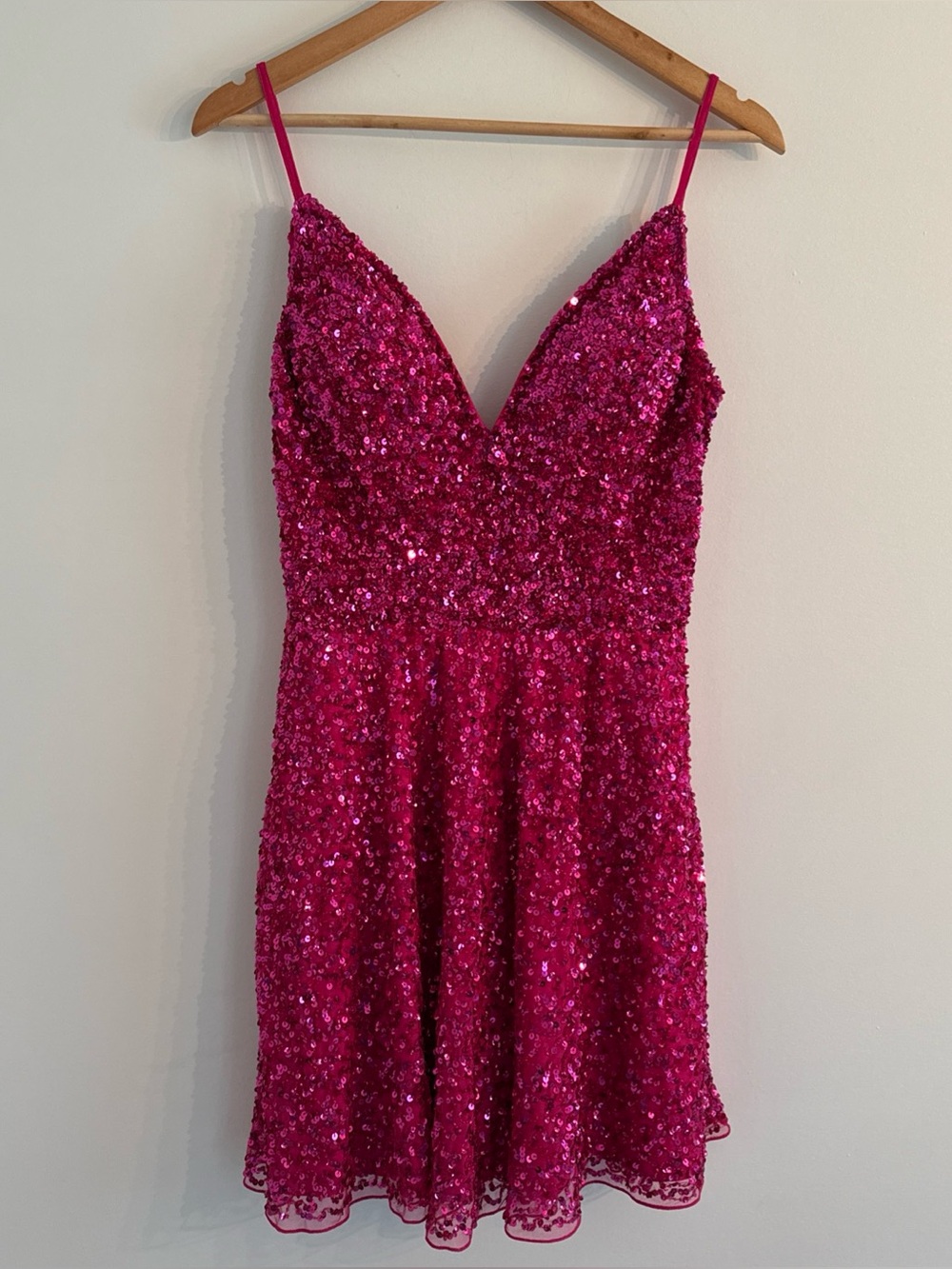 Ashley Lauren Hot Pink Sequin Short Dress Gown Size 10